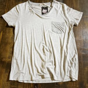Grey Striped Pocket Tee