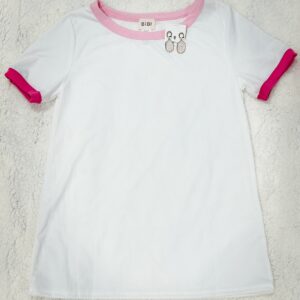 White Short Sleeve with Pink Trim