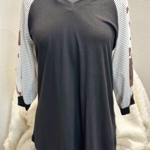 Cow Print Stripe Top