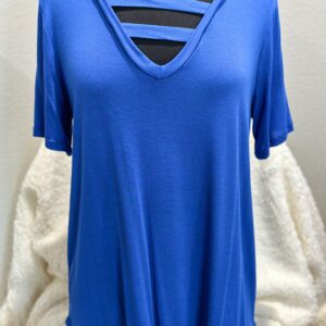 Blue V Neck w Strapped Front