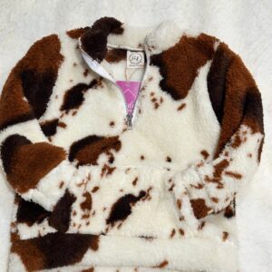 Girls Cow Print Sherpa