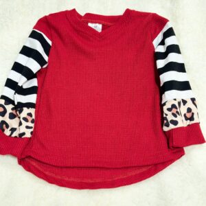 Girls Waffle/Leopard/Stripe Top