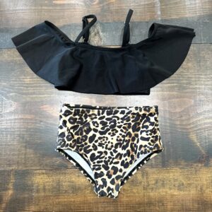 Girls Leopard Bathing Suit Set