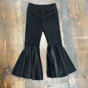Girls Black Velvet Flare Bottoms