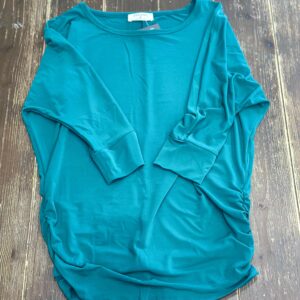 3/4 Sleeve Cinched Emerald Green Blouse